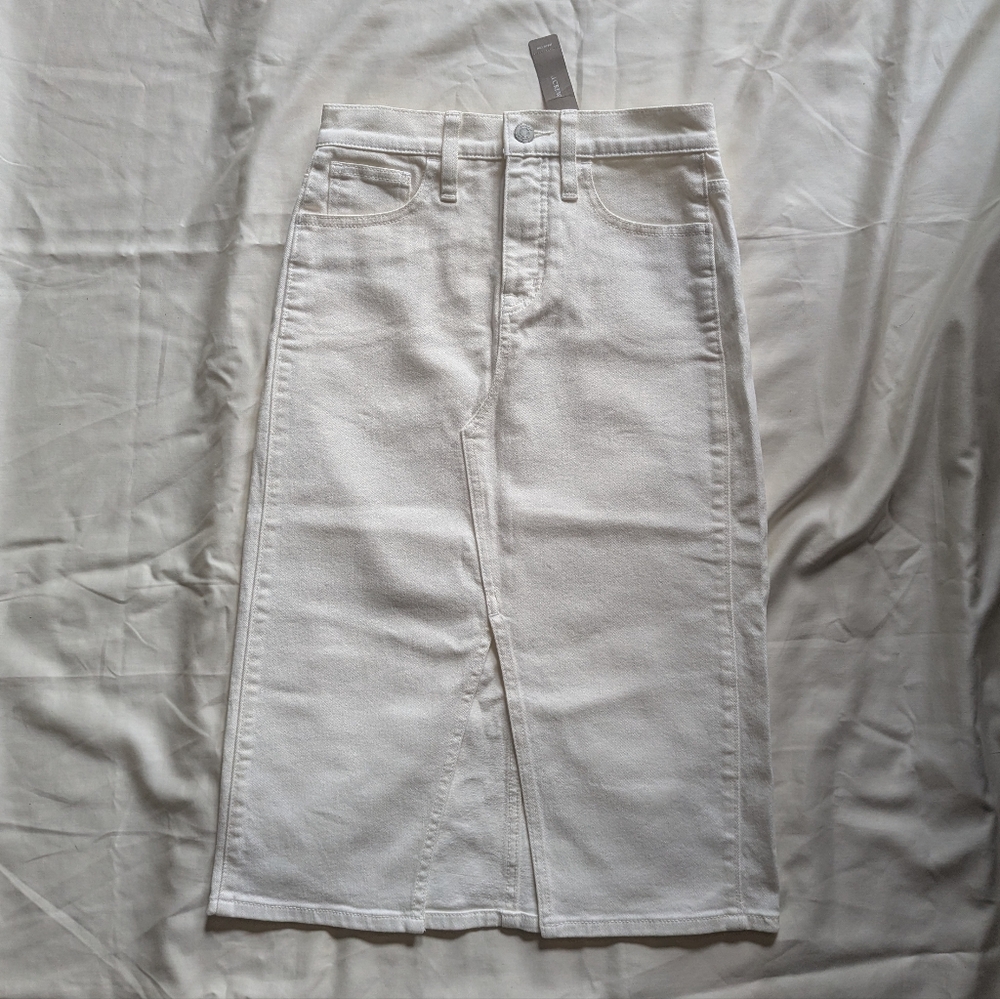 J. Crew White Denim Midi Skirt - Size 23 / XS